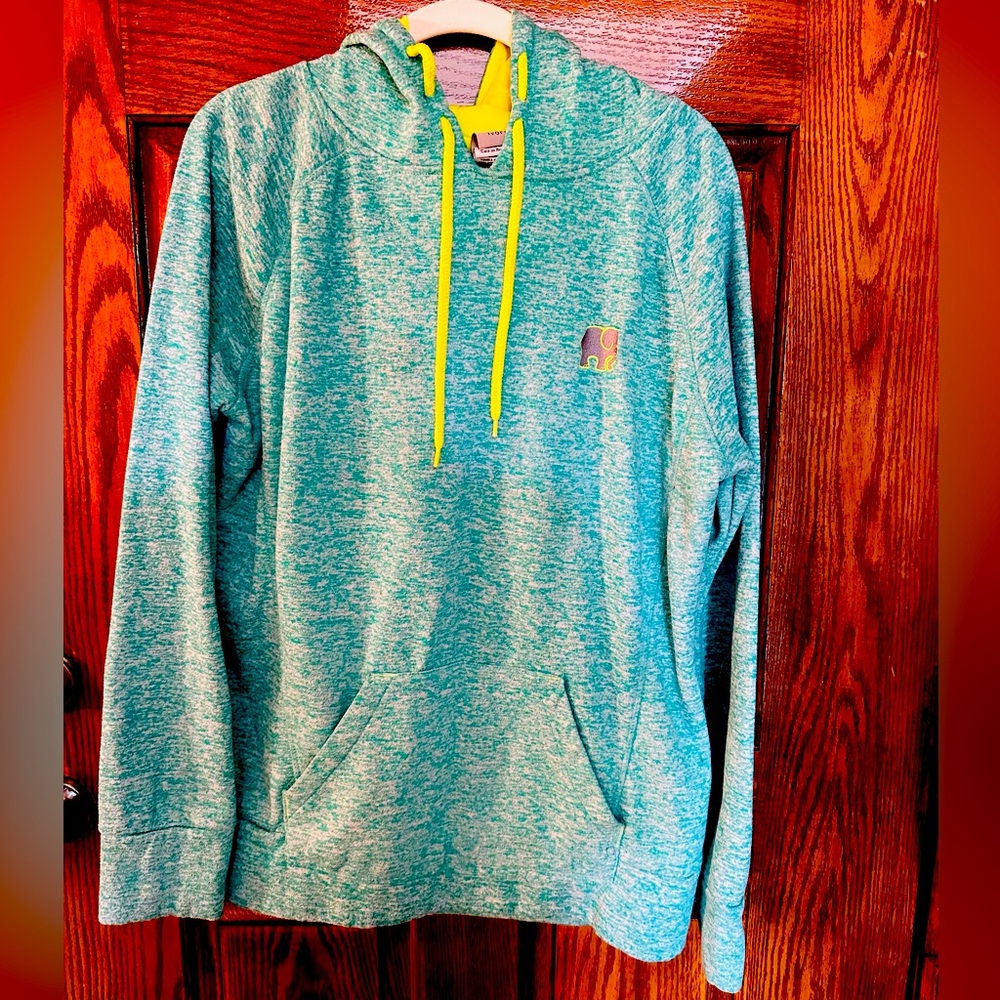 Ivory Ella XXL juniors hoodie (runs small). Teal-ish / Kelly Green with neon.